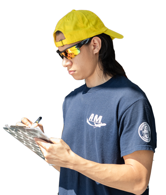 Man writing on notebook